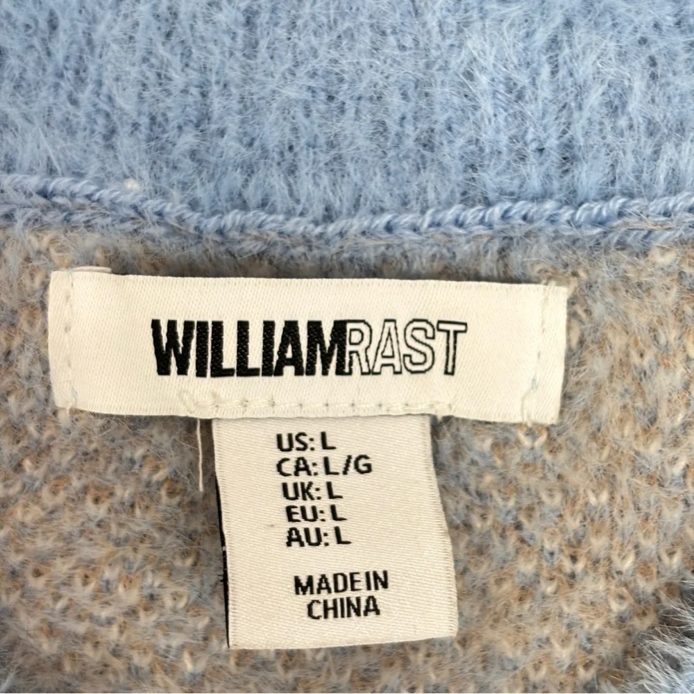 William Rast Womens Argyle Sweater Vest Large Cropped Fuzzy Knit Top Academic